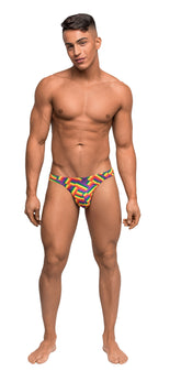 Male Power Pride Fest Jock with Rainbow Herringbone Print Mens G-Strings