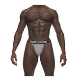 Male Power Sexagon Micro V Thong Grey Mens Intimate Underwear Grey Large Extra Large Mens Thongs