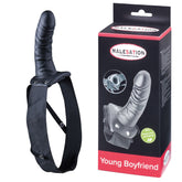 Malesation Young Boyfriend Black PVC Hollow Penis Prosthesis with Adjustable Straps Up to 120 cm STRAP-ONS
