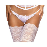 Microfiber and Lace G-String with Studs in White Panties
