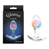 Glams Cosmic (Clear/Rainbow) – Small Rainbow Butt Plug 8.1 cm Liquid Silicone Coloured Butt Plugs