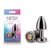 Rear Assets Petite (Gunmetal) – 6 cm Lightweight Metal Butt Plug with Rainbow Gem Base Chrome > Anal Range > Jewel Butt Plugs