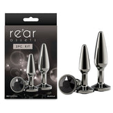 Rear Assets Tapered Trainer Kit (Gunmetal Grey) – Lightweight Chrome-Plated Metal Butt Plug Set of 2 Sizes Chrome > Anal Range > Butt Plug Kits