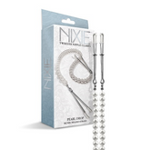 Nixie Adjustable Tweezer Clips with Pearls White Gold 13 Inch Strand Nipple Clips