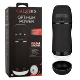 Optimum Power Pulsar Stroker Black Vibrating Masturbator with Suction and Textured Sleeve Strokers - Premium
