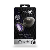 Ouch Heart Gem Gunmetal Large Butt Plug Grey > Anal Range > Jewel Butt Plugs