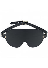Ouch London Collection Blindfold Black PU Leather with Iridescent Hardware Blindfold