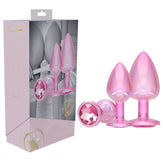 Ouch Paris Collection Metal Anal Plug Set Metallic Butt Plugs with Gem Bases Set of Three Sizes Pink > Anal Range > Butt Plug Kits