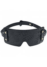 Ouch Rome Collection Blindfold Black PU Leather with Iridescent Hardware Blindfold