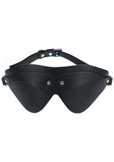 Ouch Venice Collection Blindfold Black PU Leather with Iridescent Hardware Blindfold