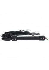 Ouch Venice Collection Flogger Black PU Leather with Iridescent Hardware Whips & Paddles
