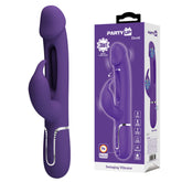 Party Up David Swinging Vibe 23.2 Centimeter Rabbit Vibrator with Flicking Arm Purple VIBRATORS-RABBIT