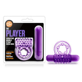 Play With Me The Player Vibrating Double Strap Cock Ring in Purple Cock Rings Vibrating
