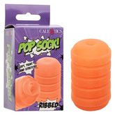 Pop Sock Ribbed Reversible Stroker Soft Tight Stretchy Material Orange Strokers - Cup|Egg