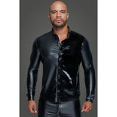 Powerwetlook PVC Long Sleeved Button Placket Shirt Mens Apparel