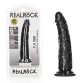 REALROCK Realistic Slim Dildo without Balls 15.5 cm (6 Inch) Dong Black Dongs Realistic