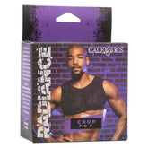 Radiance™ Black Mesh Crop Top with Iridescent Rhinestones - Breathable Sparkle Fit Mens Apparel
