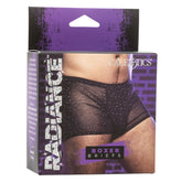 Radiance™ Boxer Briefs Black Sheer Mesh with Iridescent Rhinestones Medium Mens Trunks