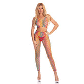 Rainbow Two Piece Bodystocking for Adult Play and Costume Fun Bodystocking