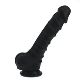 Realistic Dildo with Ridged Shaft and Balls in Black Default Title Dongs Realistic