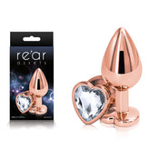 Rear Assets Rose Gold Heart Medium Butt Plug - 8.2 cm Metal Gem Base > Anal Range > Jewel Butt Plugs