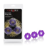 Reversible Ring Set Purple 3-Piece Stretchy Erection Enhancers with Textured Ridges and Grooves COCK RING Set