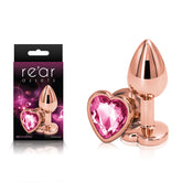 Rose Gold Small Metal Butt Plug with Pink Heart Gem Base > Anal Range > Jewel Butt Plugs