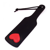 Rouge Leather Paddle Black with Red Hearts Whips & Paddles