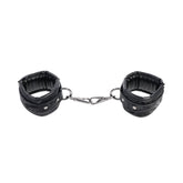 Sportsheets Velvet Noir Handcuffs Adjustable Cuff Restraints in Black Leather with Hematite Hardware, Adjustable for Wrist up to 24 cm > Bondage Gear > Restraints