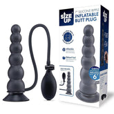 Size Up Ripple Inflatable Butt Plug 7 Inch (20.3 cm) – Ribbed Silicone Butt Plug Black ANAL TOYS