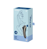 Satisfyer Dual Kiss Black Waterproof Air Pulse Vibrator with Vibrating Insertable Shaft Suction Stimulator