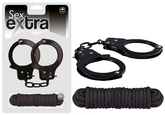 Sex Extra Metal Cuffs and Love Rope Black 3 Meter Bondage Set > Bondage Gear > Handcuffs