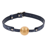 Sex and Mischief Cougar Ball Gag Navy and Gold Mouth Restraint Blue Gags