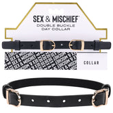 Sex and Mischief Double Buckle Day Collar Black > Bondage Gear > Collars