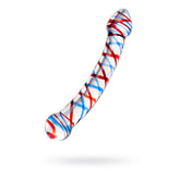 Sexus Glass Dildo Curved Blue Red 20 Centimeters Blue DONGS Glass