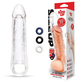 Size Up 3 Inch See Thru Penis Extender with Ball Loop Clear Clear SLEEVES