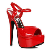 Stiletto Sandal Red 6.5 Inch High Heels for Women Red 7 Heels