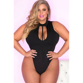 Taking Risks Choker Bodysuit for Confident Women Black 3X 4X Bodystocking