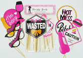 Thirsty Girls Hen’s Night Photo Booth Props Set with Pink and Black Party Accessories Party Supplies