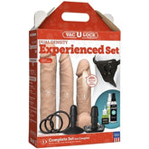 Vac-U-Lock Dual Density Experienced Set Vanilla With 8, 9, and 10 Inch Attachments and Adjustable Harness Dongs Realistic