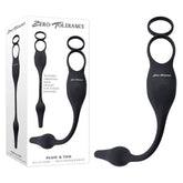 Zero Tolerance Plug and Tug Vibrating Plug and Penis Ring Combo Black Cock Rings Vibrating