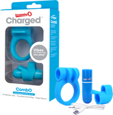 Charged Combo Kit 1 – Body-Safe Silicone Cock Ring and Fingertip Sleeve Kit Blue > Sex Toys > Couples Toys