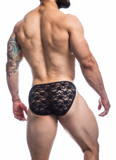Cut 4 Men L4CE Bikini Bulge Black Medium Lace Low Cut Men's Underwear Mens G-Strings