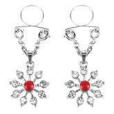 Ruby and Diamond Star Nipple Jewellery with Adjustable Rings Red Nipple Clips