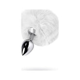 Silver Metal Anal Plug Small with White Faux Fur Tail Tails