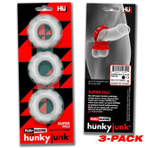 Super Hunkyjunk Three Piece Cockrings Clear Ice COCK RING Set