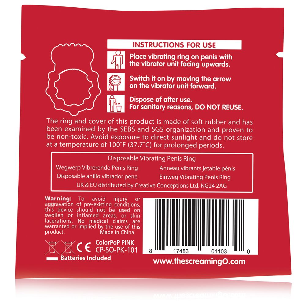 Screaming O ColorPop Quickie – Disposable Stretchable Vibrating Ring > Cock Ring > Vibrating