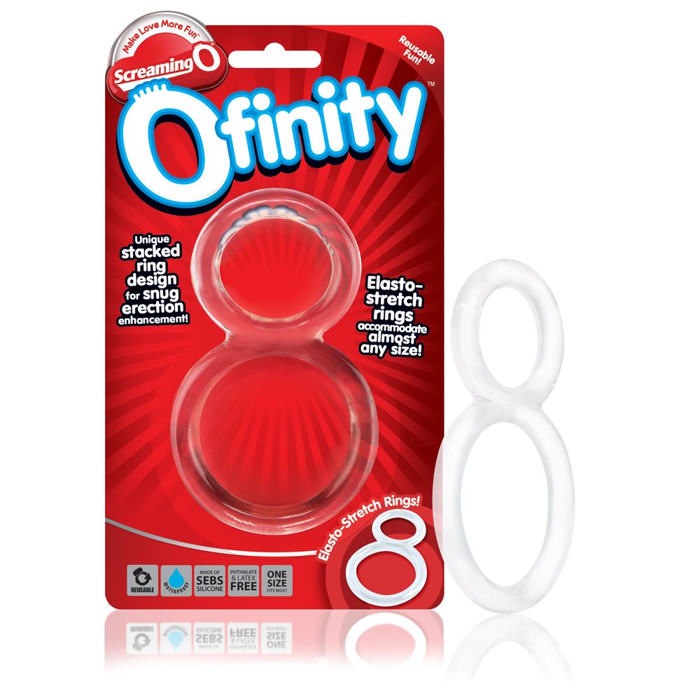 Ofinity Double Erection Ring – Stretchy Silicone Adjustable Cock Ring Clear > Cock Ring > Single