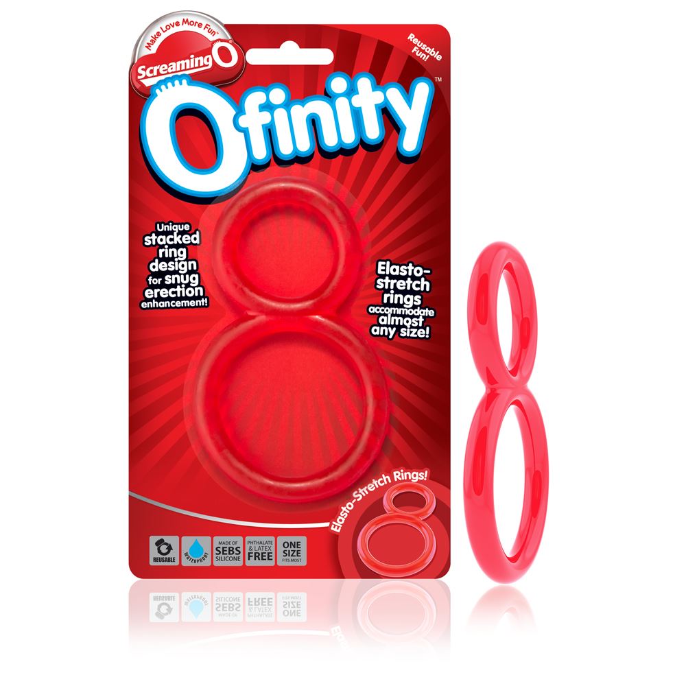 Ofinity Double Erection Ring – Stretchy Silicone Adjustable Cock Ring Red > Cock Ring > Single