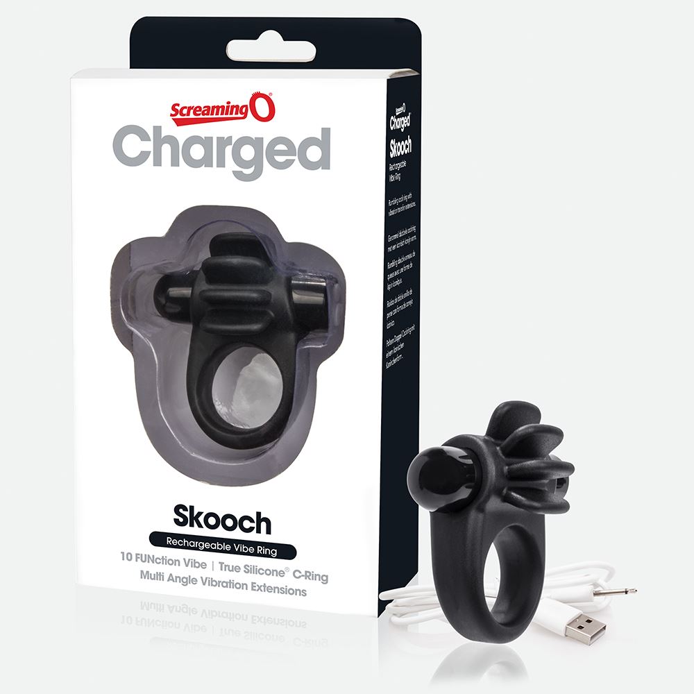 Skooch Charged Rechargeable Vibrating Cock Ring with Textured Silicone Stimulation > Sex Toys > Couples Toys